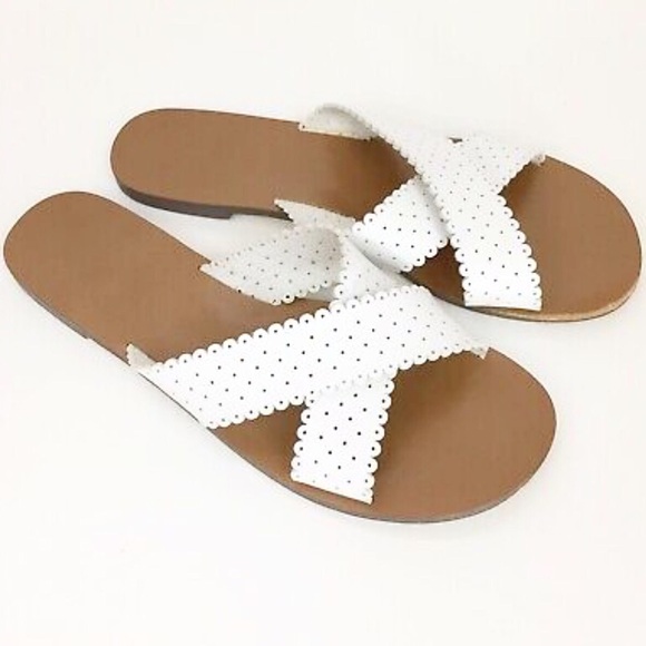 J. Crew Factory Shoes - J. Crew Factory White Perforated Scalloped Sandals